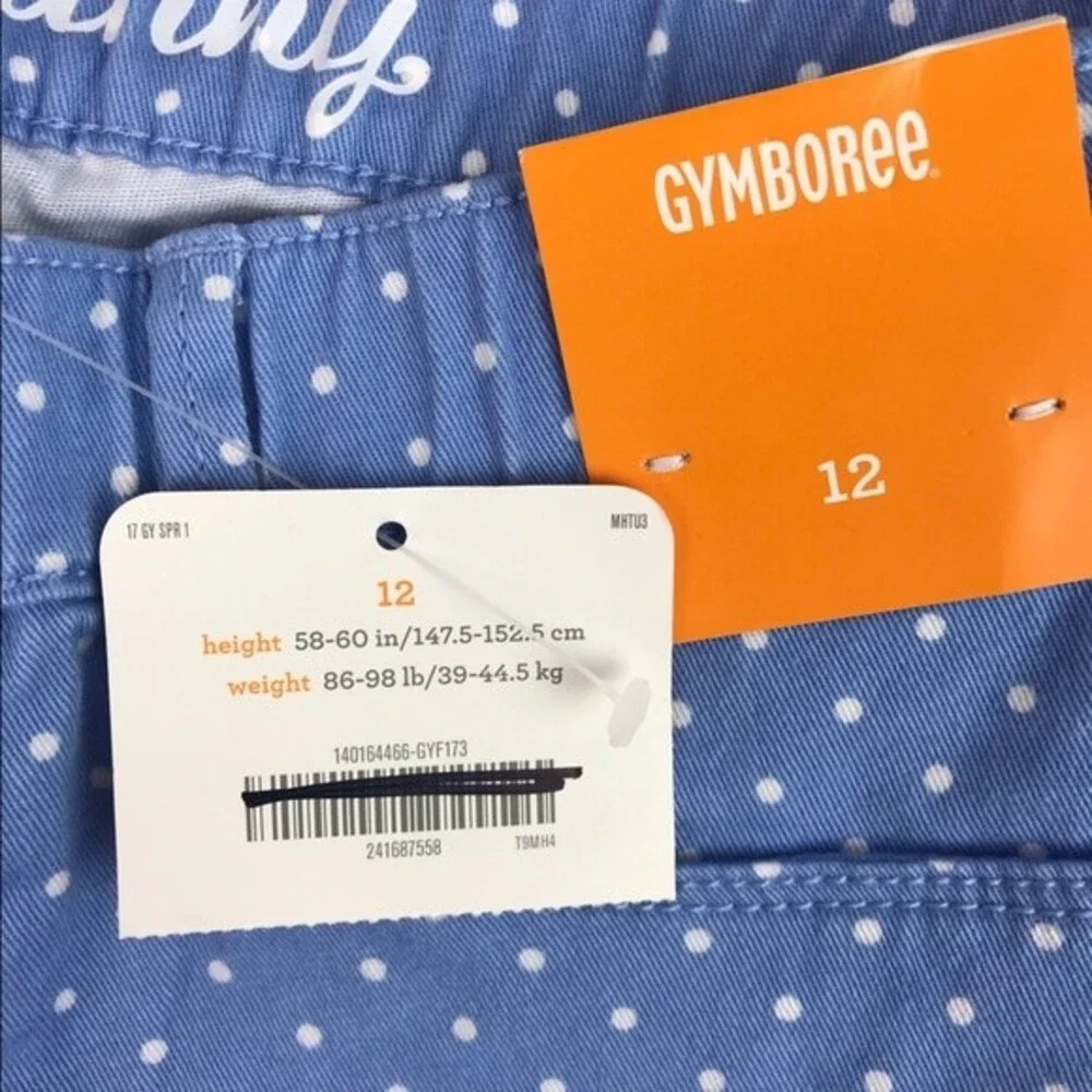 NWT GYMBOREE girl's blue with white polka dots super skinny pants size 12